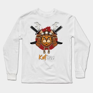 Katana Japanese Cat Samurai Pun Design Long Sleeve T-Shirt